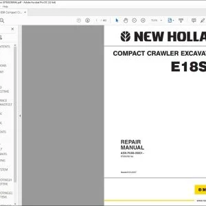 New Holland E18SR Compact Crawler Excavator Repair Manual 87630256 - PDF DOWNLOAD