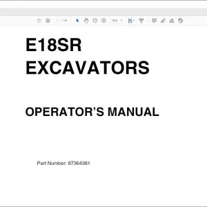 New Holland E18SR Excavators Operator's Manual 87364381 - PDF DOWNLOAD