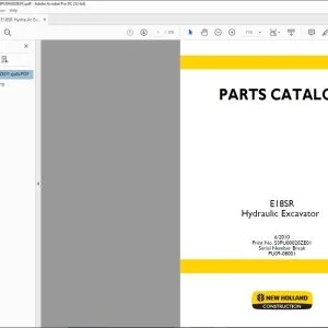 New Holland E18SR Hydraulic Excavator Parts Catalog Manual S3PU00020ZE01 - PDF DOWNLOAD