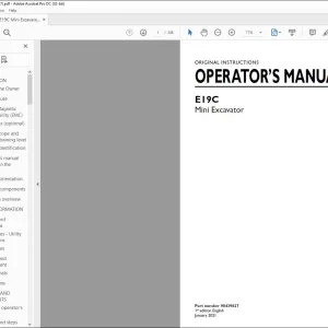 New Holland E19C Mini Excavator Operator's Manual 90439627 - PDF DOWNLOAD