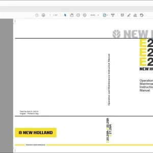 New Holland  E20.2SR, E22.2SR, E27.2SR Mini Excavators OPERATION AND MAINTENANCE INSTRUCTION MANUAL (6042143301) - PDF DOWNLOAD