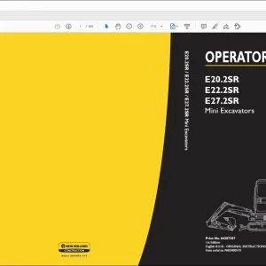 New Holland E20.2SR E22.2SR E27.2SR Mini Excavators Operator's Manual 84287307 - PDF DOWNLOAD