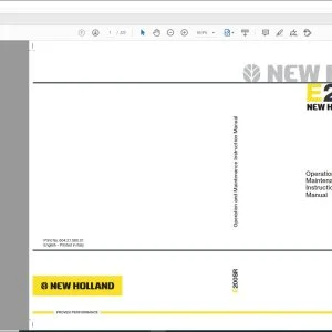 New Holland E200SR Excavators Operation and Maintenance Instruction Manual 604.21.580.01 - PDF DOWNLOAD