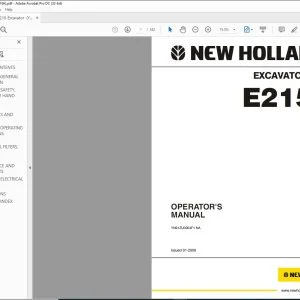 New Holland E215 Excavator Operator's Manual YN91ZU0004F1 - PDF DOWNLOAD