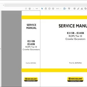 New Holland E215B - E245B ROPS Tier III Crawler Excavators SERVICE MANUAL 84392396A - PDF DOWNLOAD