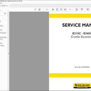 New Holland E215C E245C Crawler Excavators Service Manual 47399290A - PDF DOWNLOAD