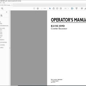 New Holland E215C EVO Crawler Excavator Operator's Manual 48016681 - PDF DOWNLOAD