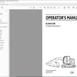 New Holland E260CSR Crawler Excavator Operator's Manual 47416374 - PDF DOWNLOAD