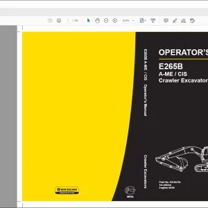 New Holland E265B A-ME CIS Crawler Excavators Operator's Manual - PDF DOWNLOAD