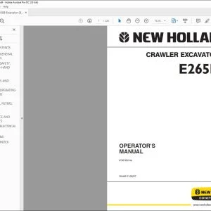 New Holland E265B Crawler Excavator Operator's Manual 87657950 - PDF DOWNLOAD