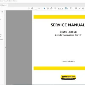 New Holland E265C - E305C Crawler Excavators Tier IV Service Manual 84394849A - PDF DOWNLOAD