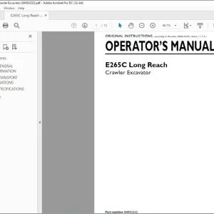 New Holland E265C Long Reach Crawler Excavator Operator's Manual 84593332 - PDF DOWNLOAD