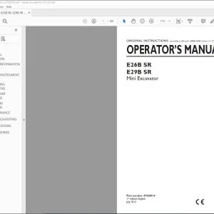 New Holland E26B SR E29B SR Mini Excavator Operator's Manual 47530014 - PDF DOWNLOAD