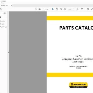 New Holland E27B Compact Crawler Excavators Parts Catalog Manual S3PV00038ZE02 - PDF DOWNLOAD