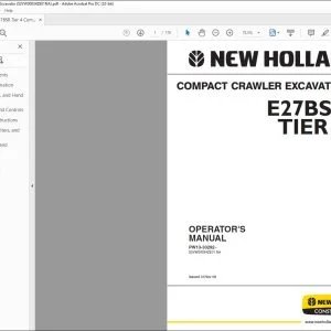 New Holland E27BSR TIER 4 Compact Crawler Excavator Operator's Manual S2VW00034ZE01NA - PDF DOWNLOAD