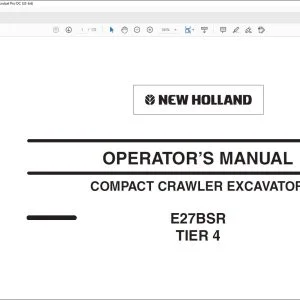New Holland E27BSR Tier 4 Compact Crawler Excavator Operator's Manual 87722076 - PDF DOWNLOAD