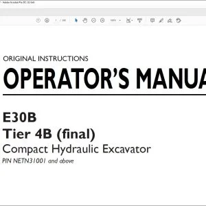New Holland E30B Tier 4B (final) Compact Hydraulic Excavator Operator's Manual S2HW00049ZE03 - PDF DOWNLOAD