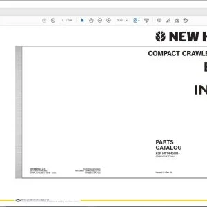 New Holland E30BSR TIER 4 INTERIM COMPACT CRAWLER EXCAVATOR PARTS CATALOG MANUAL S3PW00036ZE01 NA  - PDF DOWNLOAD