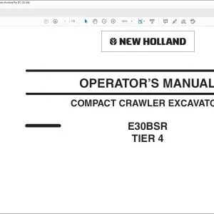 New Holland E30BSR Tier 4 Compact Crawler Excavator Operator's Manual 87722093 - PDF DOWNLOAD