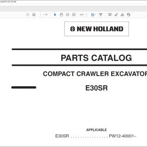 New Holland E30SR Compact Crawler Excavator Parts Catalog Manual S3PW00029ZE01 - PDF DOWNLOAD