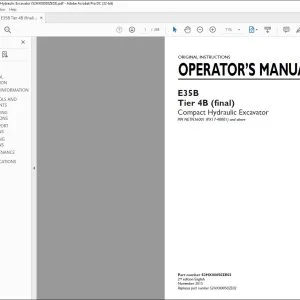 New Holland E35B Tier 4B (final) Compact Hydraulic Excavator Operator's Manual S2HX00050ZE03 - PDF DOWNLOAD