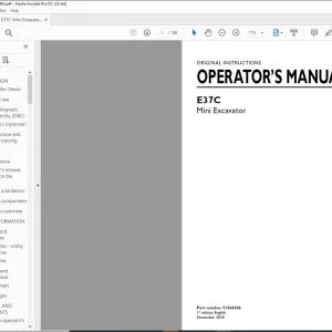 New Holland E37C Mini Excavator Operator's Manual 51566586 - PDF DOWNLOAD