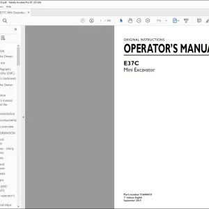 New Holland E37C Mini Excavator Operator's Manual 51644610 - PDF DOWNLOAD