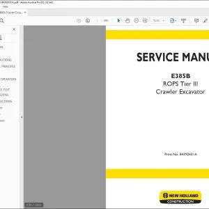 New Holland E385B ROPS Tier III Crawler Excavator Service Manual 84392431A - PDF DOWNLOAD