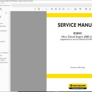 New Holland E385C Hino Diesel Engine J08E-UN Supplement to Service Manual 47374920A - PDF DOWNLOAD