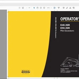 New Holland E40.2SR E50.2SR Mini Excavators Operator's Manual 84288539 - PDF DOWNLOAD