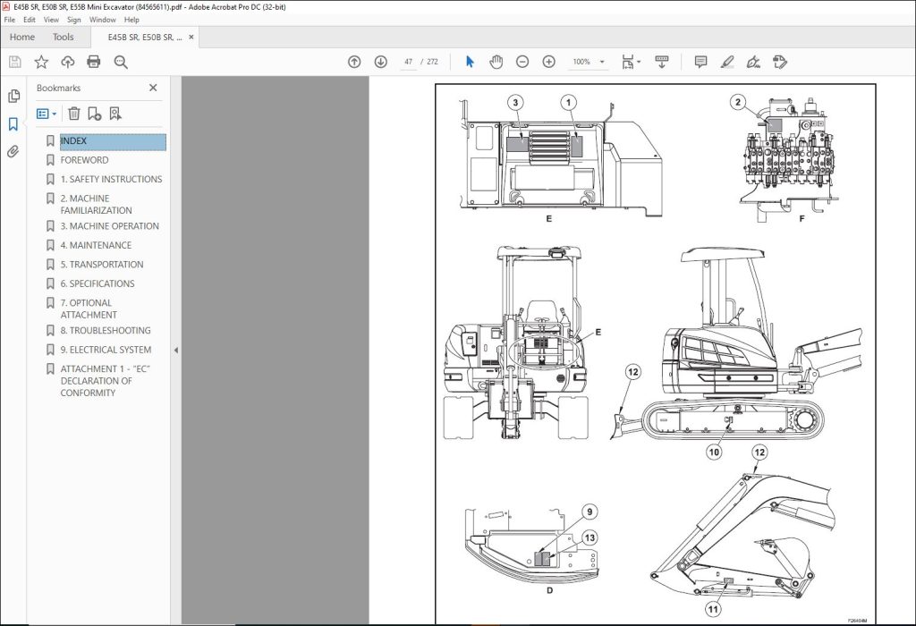 New Holland E45B SR E50B SR E55B Mini Excavators Operator's Manual ...