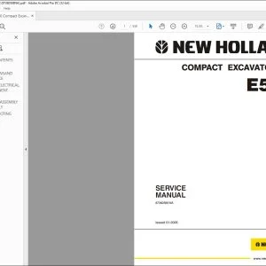 New Holland E50 COMPACT Excavator SERVICE MANUAL 87360588NA - PDF DOWNLOAD