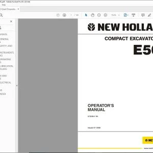New Holland E50 Compact Excavator Operator's Manual 87359641 - PDF DOWNLOAD