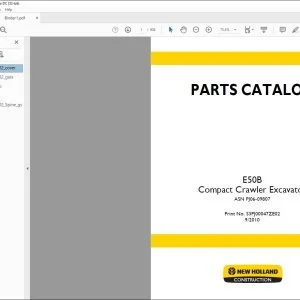 New Holland E50B Compact Crawler Excavator ASN PJ06-09807 PARTS CATALOG MANUAL S3PJ00047ZE02 - PDF DOWNLOAD