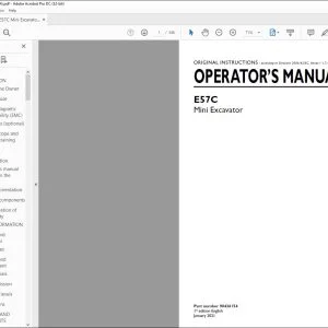 New Holland E57C Mini Excavator Operator's Manual 90436154 - PDF DOWNLOAD