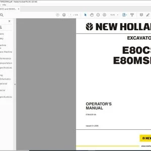 New Holland E80CS E80MSR Excavator Operator's Manual 87364225 - PDF DOWNLOAD