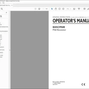 New Holland E85CMSR Midi Excavator Operator's Manual 47516710 - PDF DOWNLOAD