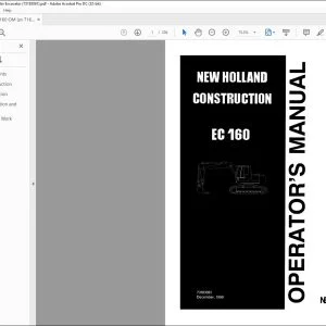 New Holland EC 160 Crawler Excavator Operator's Manual 73183061 - PDF DOWNLOAD