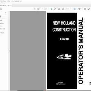 New Holland EC240 Excavator Operator's Manual 73183065 - PDF DOWNLOAD