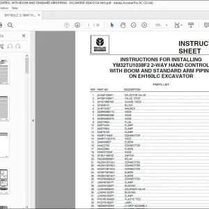 New Holland EH160LC Excavator 2-Way Hand Control with boom & Standard arm Piping Instruction Manual YM32TU1038F2 - PDF DOWNLOAD