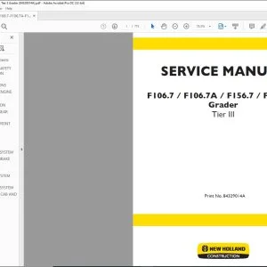 New Holland F106.7 F106.7A F156.7 F156.7A Grader Tier III Service Manual 84329014A - PDF DOWNLOAD