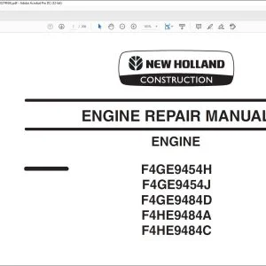 New Holland F4GE9454H F4GE9454J F4GE9484D F4HE9484A F4HE9484C Engine Repair Manual 87630274 - PDF DOWNLOAD