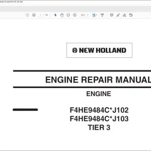 New Holland F4HE9484CJ102 F4HE9484CJ103 Tier 3 Engine Repair Manual 87643867 - PDF DOWNLOAD