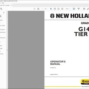 New Holland G140 TIER 3 Grader Operator's Manual 87729474 - PDF DOWNLOAD