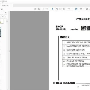 New Holland Kobelco E215BJ Tier 3 Hydraulic Excavator Workshop Manual 87731205 - PDF DOWNLOAD