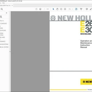 New Holland Kobelco E265 E305 Excavators Operation & Maintenance Instruction Manual 6043548400 - PDF DOWNLOAD