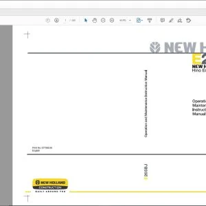 New Holland Kobelco E265BJ Hino Engine Operation & Maintenance Instruction Manual 87739538 - PDF DOWNLOAD