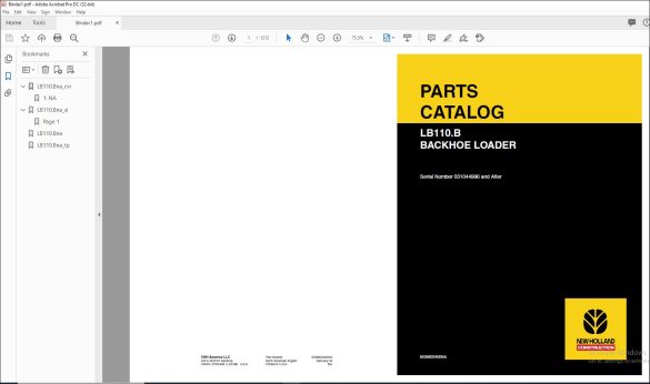 New Holland LB110.B Backhoe Loader Parts Catalog Manual 6036803400NA ...