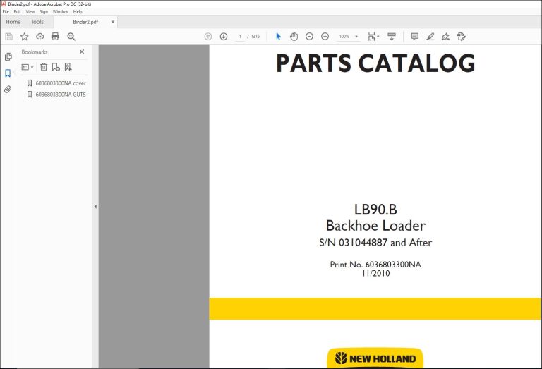 New Holland LB90.B Backhoe Loader Parts Catalog Manual 6036803300NA ...