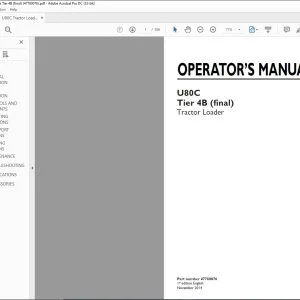 New Holland U80C Tier 4B (final) Tractor Loader Operator's Manual 47780076 - PDF DOWNLOAD